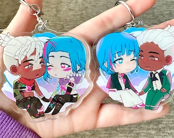 Ekko Jinx - Arcane Keychain - cute chibi Ekko Jinx Powder charm