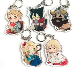Dungeon Meshi Keychains - cute chibi Marcille Falin Laios Senshi izutsumi