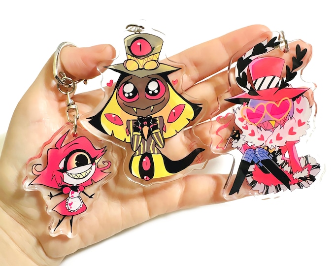 Hazbin Hotel keychains - Valentino, Niffty, Sir Pentious