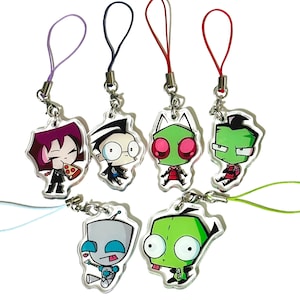 Invader Zim Tiny Phone Charms - Human Zim, Dib, Gaz, GIR, Irken Zim ...