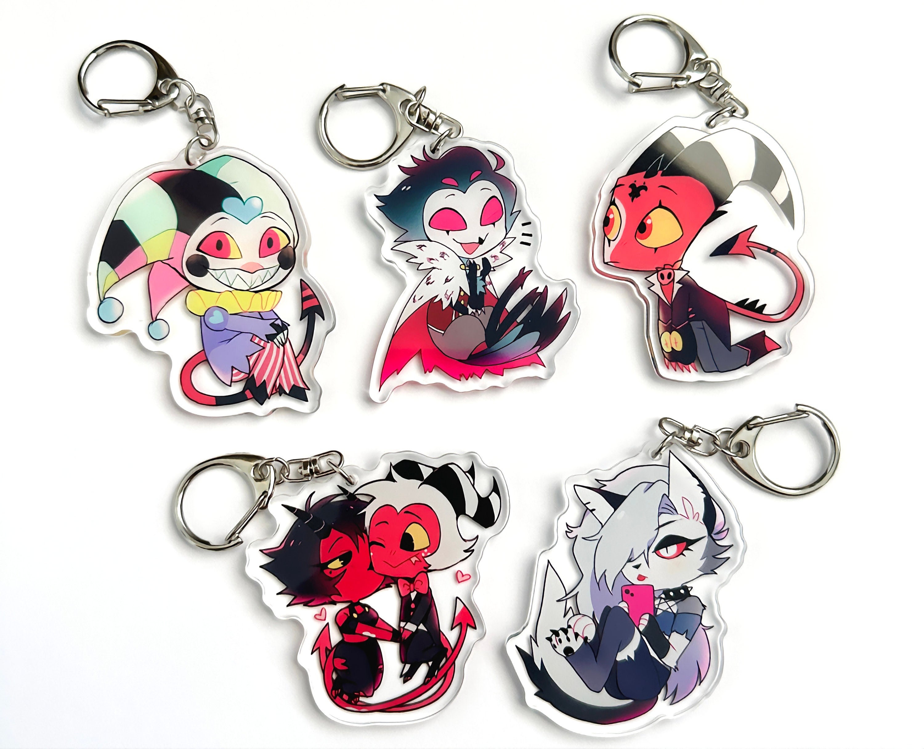 Helluva Boss Keychains - Cute Chibi Moxxie Millie Blitz Fizzarolli