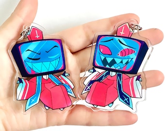 Priest Vox - Hazbin Hotel Keychain - cute chibi Vox charm