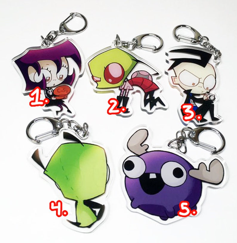 Invader Zim Charms Zim Dib Gaz GIR Mini moose Kawaii Cute | Etsy