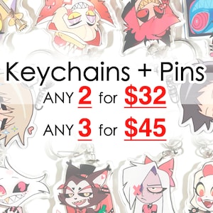 Anime, game, cartoon, memes - mix and match Keychains, Enamel pins, Phone grips - BUNDLE SALE!!