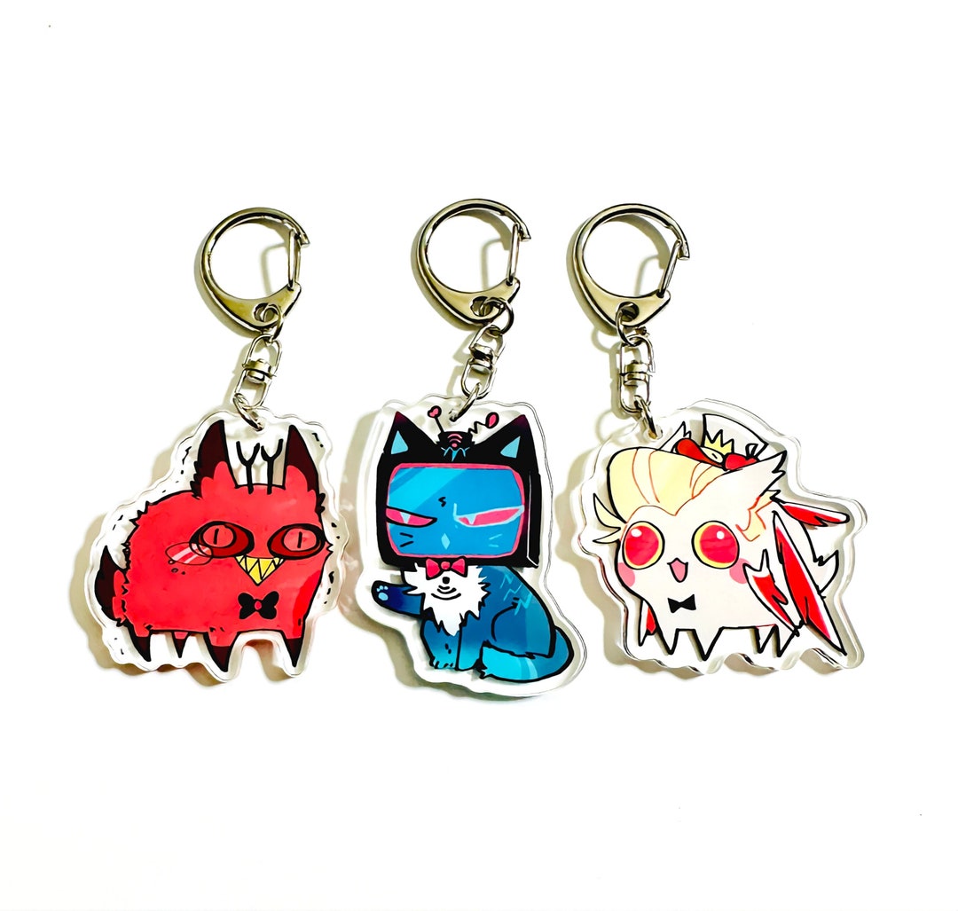 Cursed cat Alastor, Vox, Lucifer - Hazbin Hotel Keychain - cute