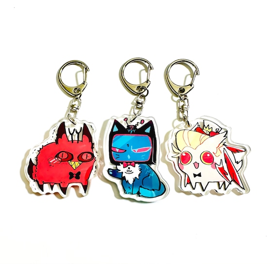 Cursed cat Alastor, Vox, Lucifer - Hazbin Hotel Keychain - cute charms
