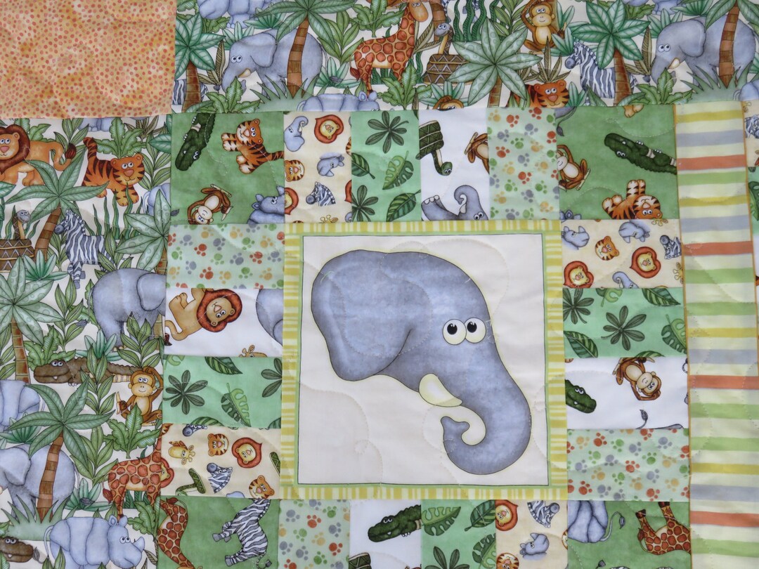 Sarari Jungle Animals Baby Boy or Girl Quilt, Gender Neutral Quilted ...