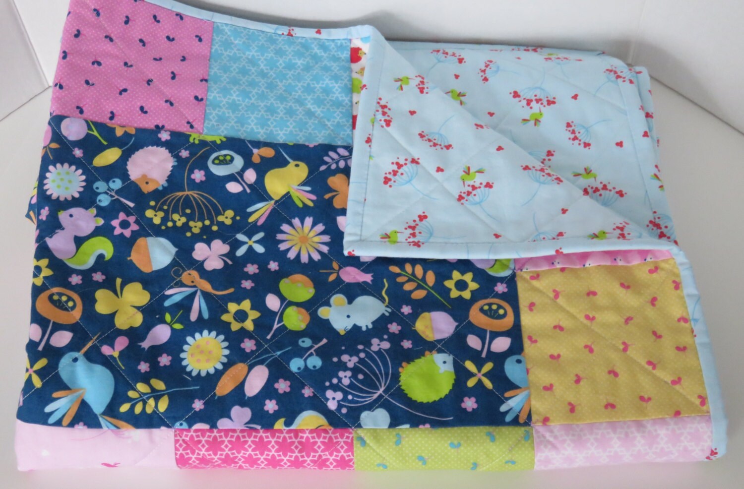 Wildflower Meadow Baby Girl Quilt Bird Squirrel Hedgehog - Etsy