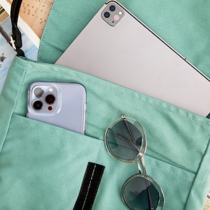 Vintage-Muster Canvas Umhängetasche - Klassischer Retro-Lifestyle, Verstellbare lange Schultergurte Große Außentaschen mit Reißverschluss