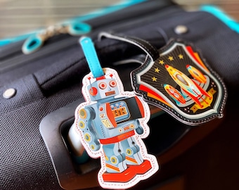 Robot - Luggage Tags, Fun Robot, Travel Tags Fun Traveling Accessories,space center,museum gifts, children museum,nasa,mit
