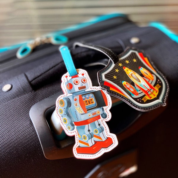 Robot - Luggage Tags, Fun Robot, Travel Tags Fun Traveling Accessories,space center,museum gifts, children museum,nasa,mit