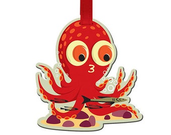 Octopus - Luggage Tags,Fun Animal Tag, Travel Accessories, baggage, aquarium, marine science, museum gifts