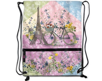 Paris Trip - Drawstring Backpack Rose Garden Lifestyle Travel used to Shopping School Sport for Gym Yoga Hiking