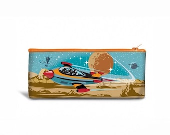 Travel to Mars - Recycled Pencil Bag college design art supply museum vintage style color mars science center rocket