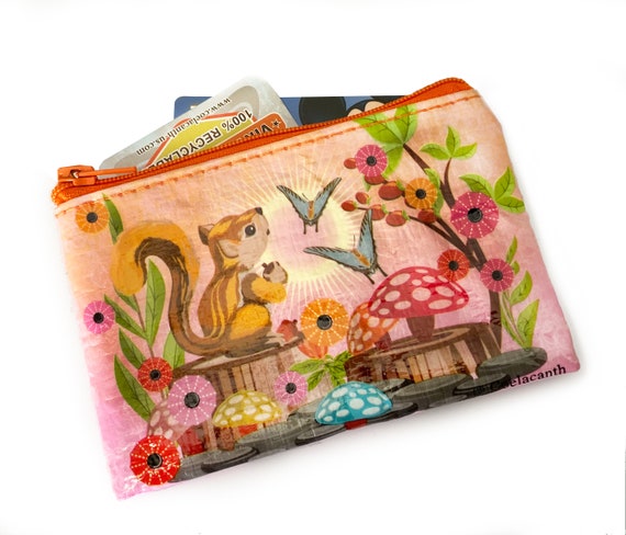 Squirrel - Recyclable Coin Purse Wild life Lightweight Botanic Garden Travel style Cash cards Multi-purpose Gifts for Kids
