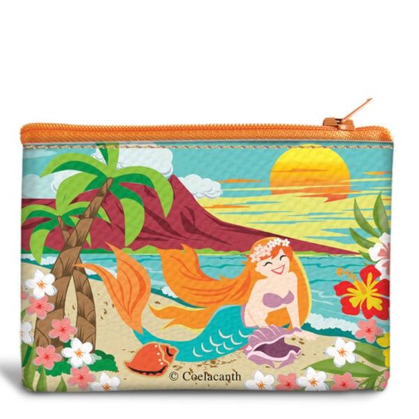 Mermaid Paradise Recyclable coin Bag, Fun Mermaid Purse Hawaii Lightweight Useful Functional travel style cash cards makeup multi-purpose