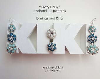 DIY 2 patterns, to make "Crazy Daisy" earrings and ring