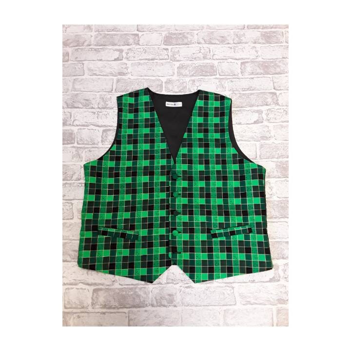 Men s Waistcoat Men s Vest Green Squares Made to Order Etsy