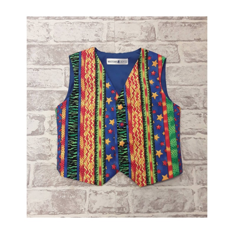 Boy/'s Waistcoat Made To Order Bright Stripes