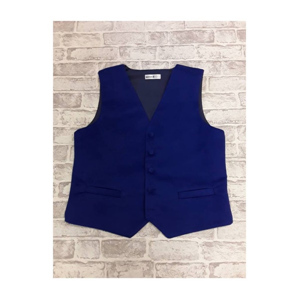 Men's Waistcoat, Men's Vest, Blue Moleskin - 40"-42" Chest - Ready To Wear