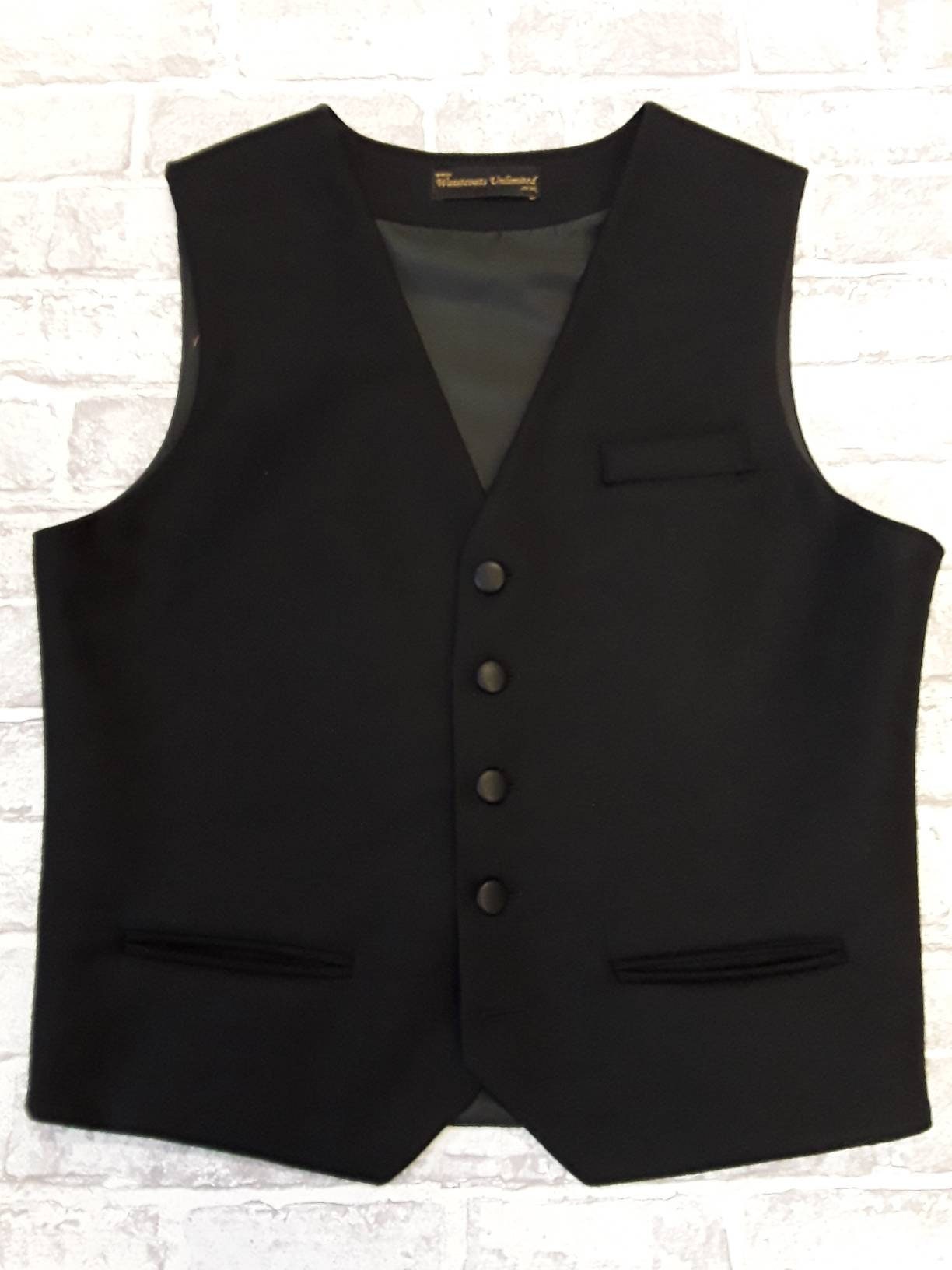 Men's Waistcoat Men's Vest Men's Black Wool - Etsy UK