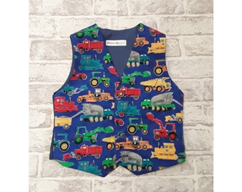 Boy's Waistcoat, Blue Diggers And Lorry's - Made To Order
