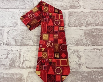 Men's tie, Men's Red Blocks Necktie