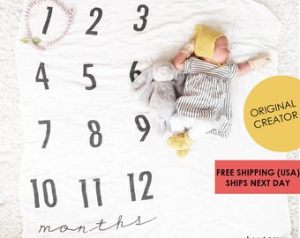 Baby Milestone Blanket™ Boy Girl Months / Monthly Growth / swaddle blanket / anniversary blanket / age blanket / growth blanket / newborn