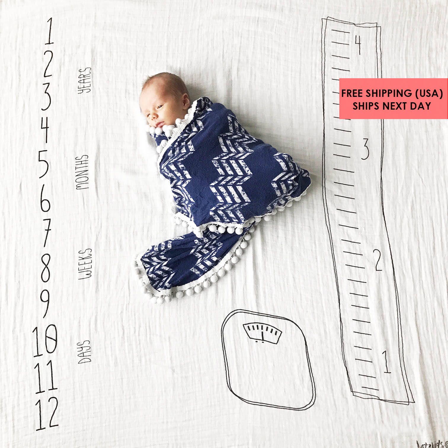 Baby Milestone Blanket ™ Watch me Grow /swaddle Etsy