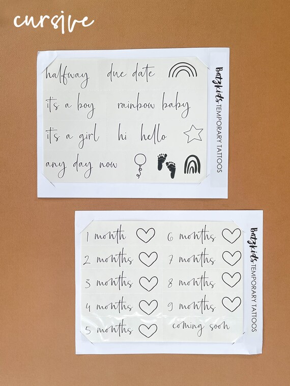 Set Of 32 Pregnancy Temporary Tattoos Belly Tracker Etsy