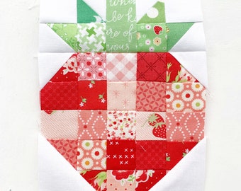 SINGLE BLOCK Scrappy Strawberry Pattern - PDF Download