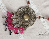 Vintage Style Lucite Necklace, Fuchia, Lucite Necklace