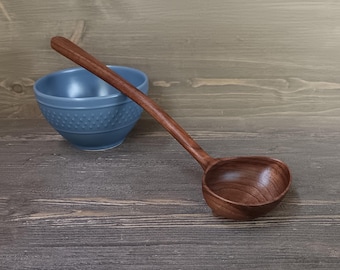 Handmade original wooden ladle Walnut wood big souce ladle