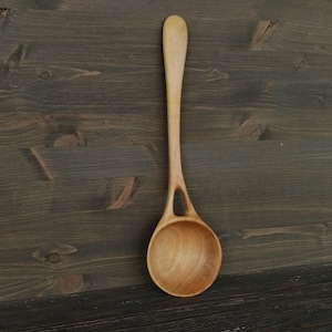 Handmade large wooden serving spoon ladle from walnut wood