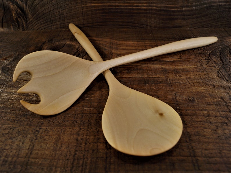 Wooden Salad Server Set Wooden Spoon Wooden Fork Wood Pasta Etsy