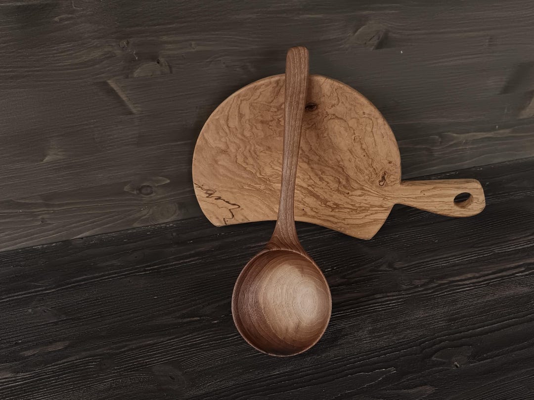 Handmade Lacquered Wooden Ladle Spoon - Large