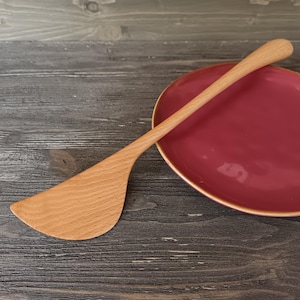 Hand Carved Beech Wood Spurtle Spatula 14 inch Long Stirrer