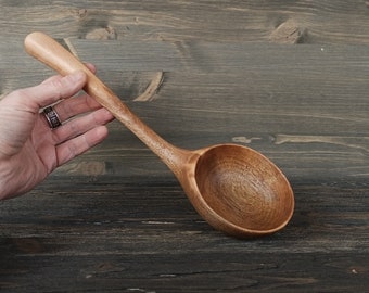 Unique handmade wooden ladle Large serving spoon Walnut wood spoon