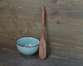 Walnut straight spurtle spatula Handcrafted spreader Wooden stirrer