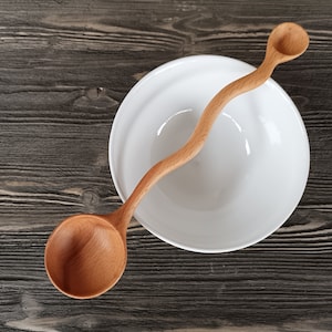 Original handcrafted beechwood long dual scoop  Multi-Purpose wooden spoon