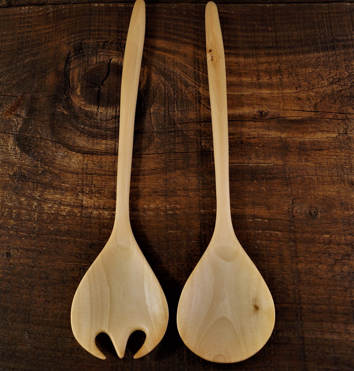Wooden Salad Server Set Wooden Spoon Wooden Fork Wood Pasta Etsy
