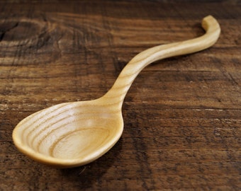 Unusual wooden spoon from ash wood, spoon for spices, carved wooden spoon, wood kitchen utensil, chef's gift, eco style