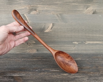 Handmade elegant cooking wooden spoon from walnut Kitchen wood spoon Wooden kitchen utensils Carved wood spoon Serving spoon Cookware