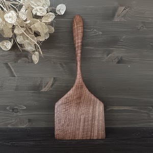 Wide cooking spatula carved from walnut wood Baking spatula