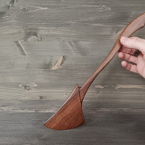 Unique design handcrafted walnut wood spatula stirrer