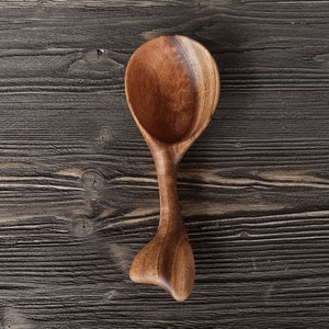Handmade kitchen wooden scoop carved from walnut Grain scoop Flour scoop