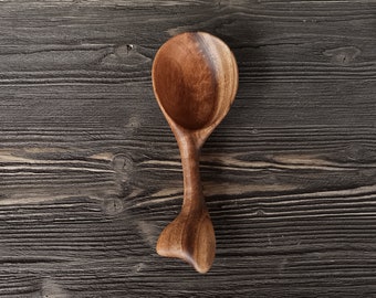 Handmade kitchen wooden scoop carved from walnut Grain scoop Flour scoop