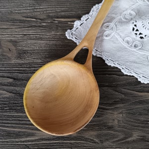 Handmade large wooden serving spoon ladle from walnut wood Unique design image 4