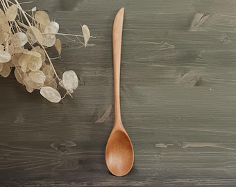 Long cooking spoon hand carved from beech wood Handmade serving spoon