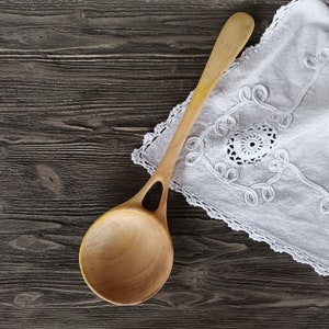 Handmade large wooden serving spoon ladle from walnut wood Unique design image 5